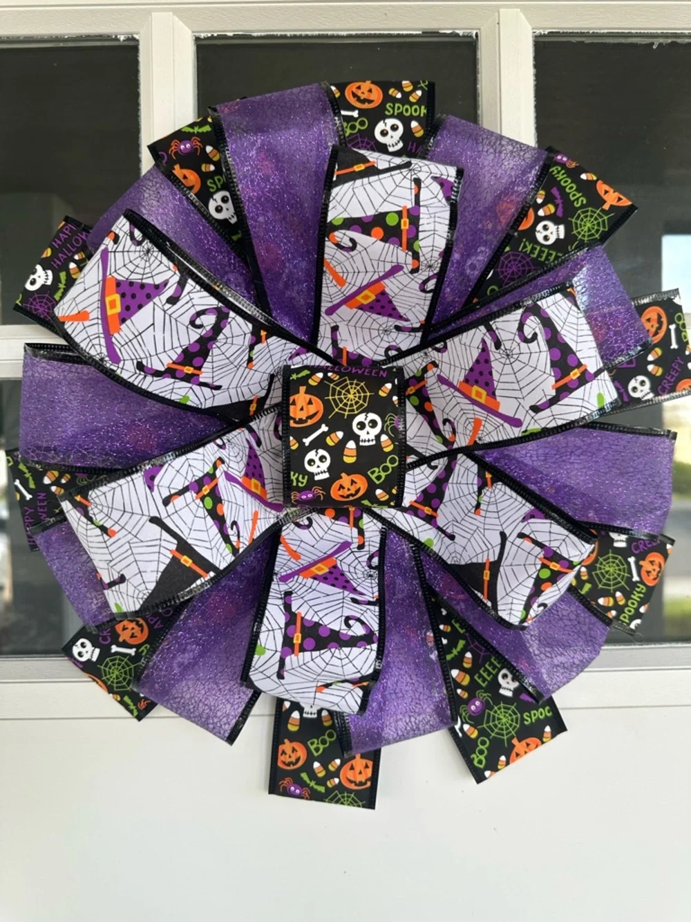 Halloween Ribbon Bow Wreath - Decorative Door Accent